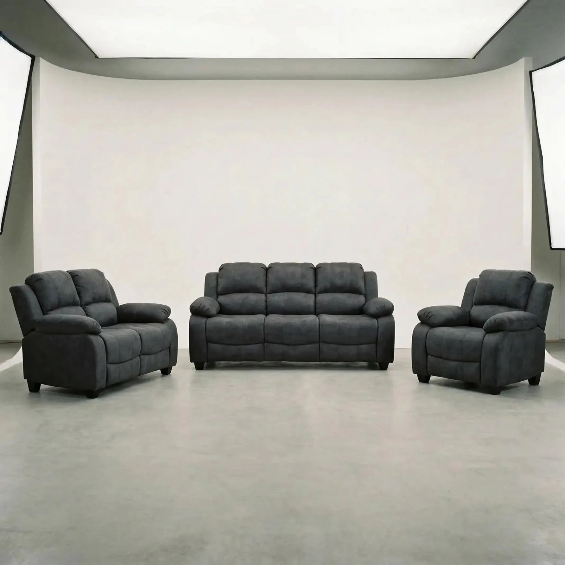 Valerie Charcoal Fabric 3+2+1 Seater Sofa Set - Furniture Instore