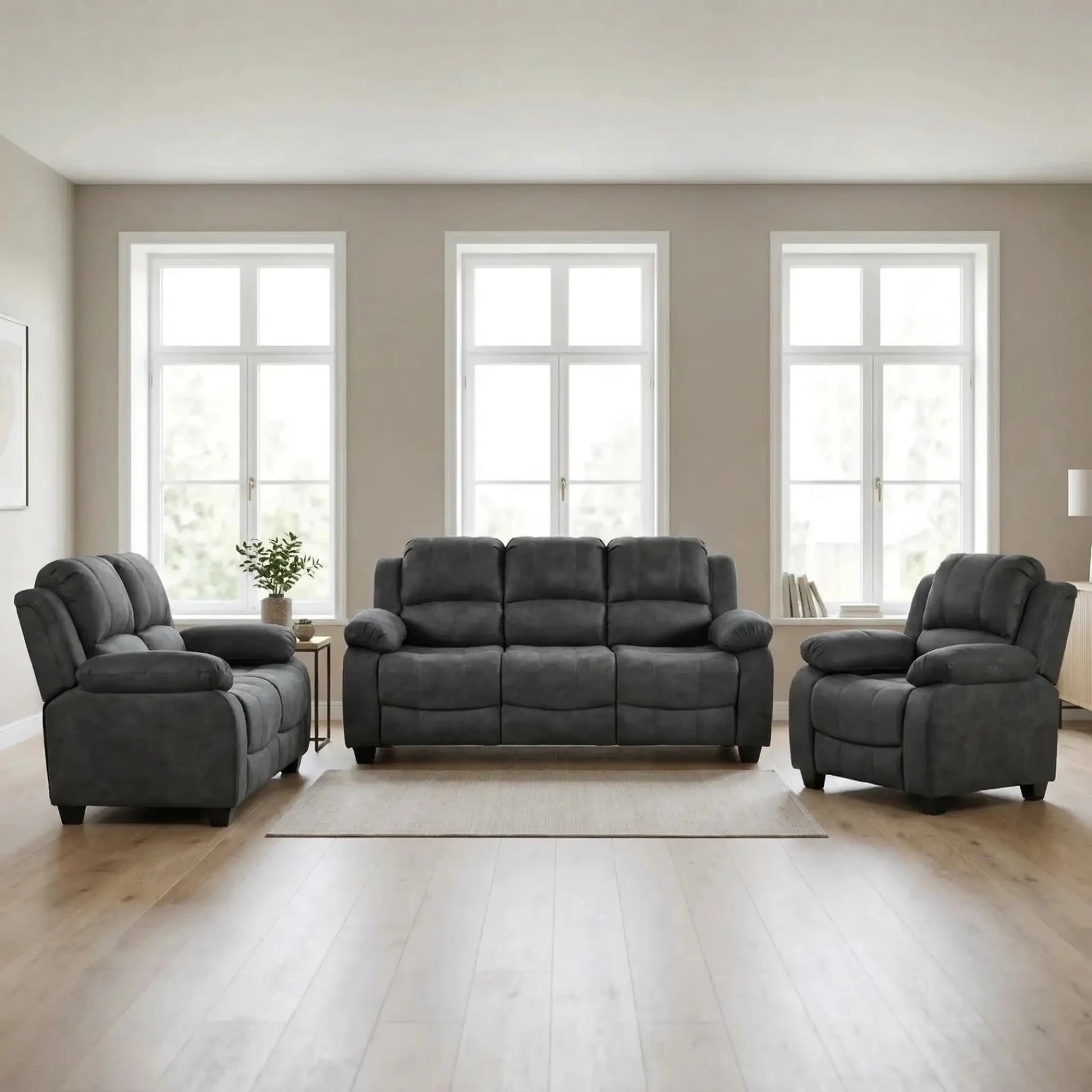 Valerie Charcoal Fabric 3+2+1 Seater Sofa Set - Furniture Instore