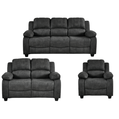 Valerie Charcoal Fabric 3+2+1 Seater Sofa Set