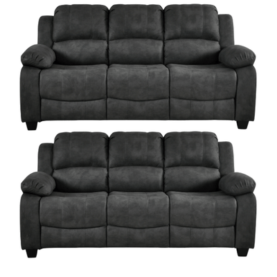 Valerie Charcoal Fabric 3+3 Seater Sofa Set