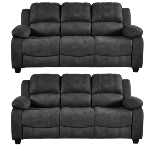 Valerie Charcoal Fabric 3+3 Seater Sofa Set