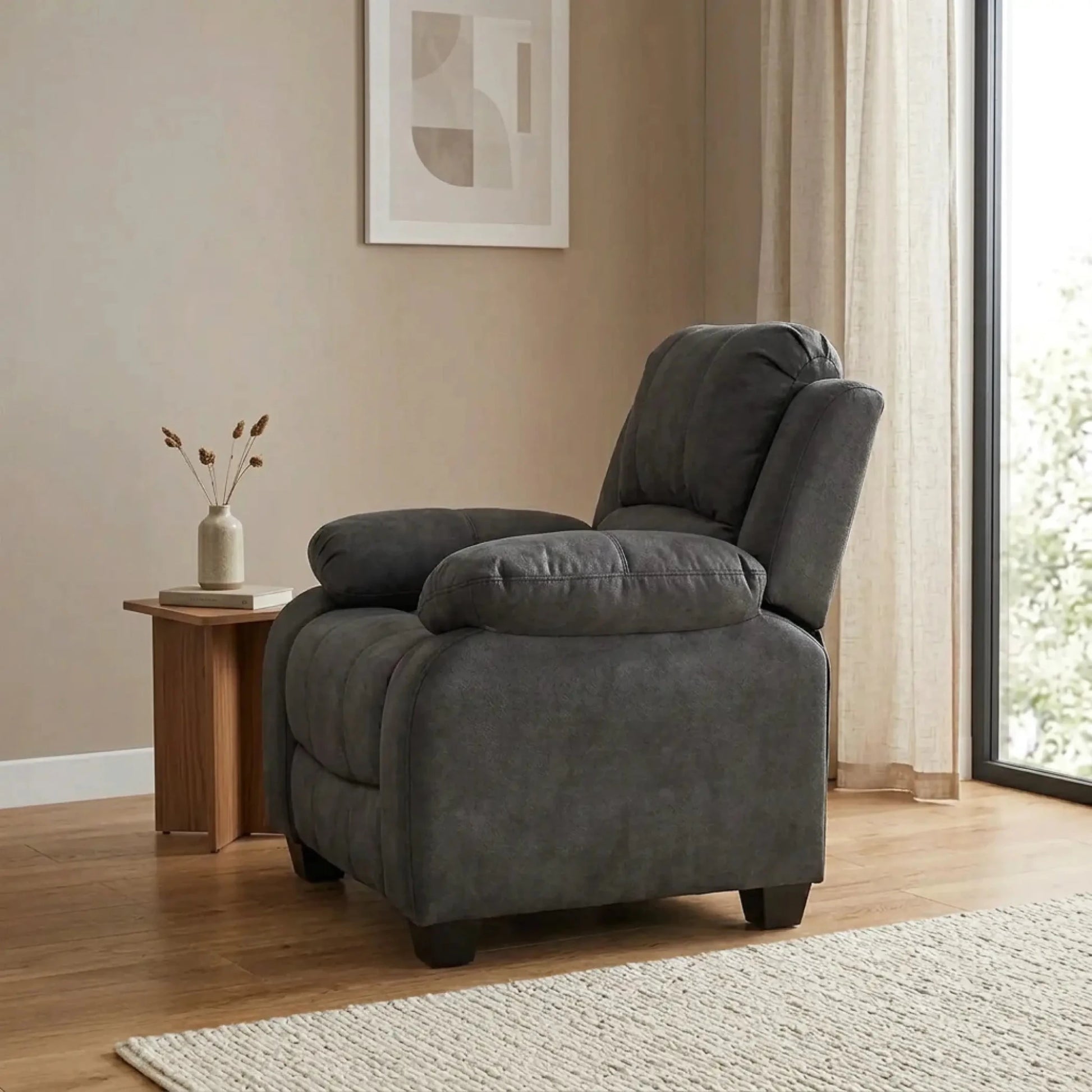 Valerie Charcoal Fabric Armchair - Furniture Instore