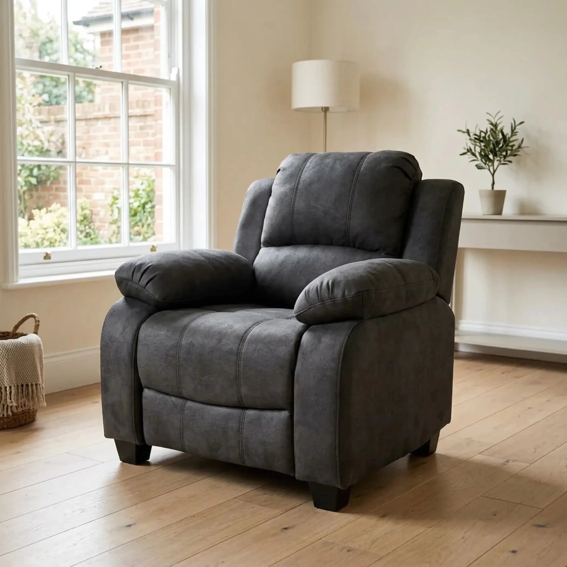 Valerie Charcoal Fabric Armchair - Furniture Instore