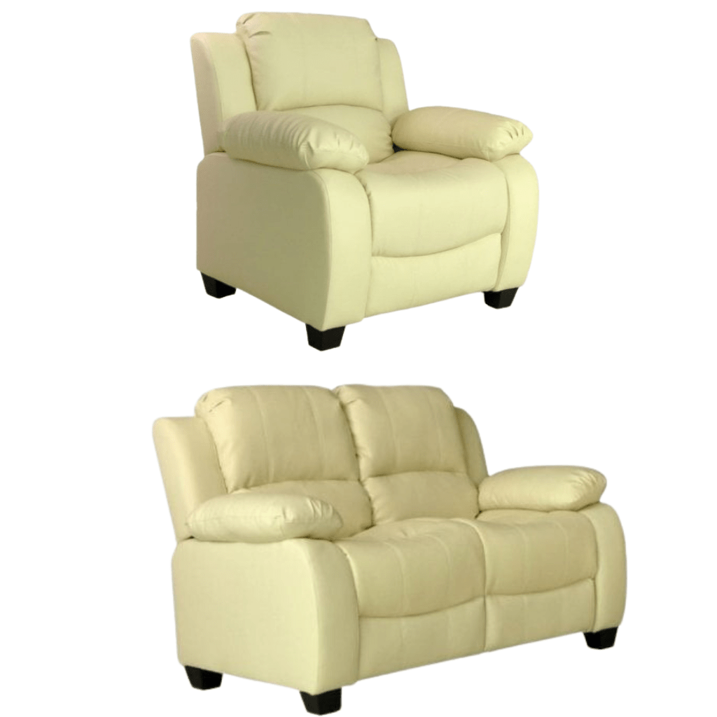 Valerie Cream Leather Modern 2+1 Seater Sofa Set - Furniture Instore