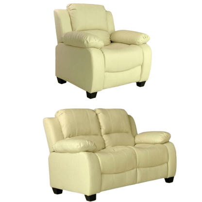 Valerie Cream Leather Modern 2+1 Seater Sofa Set - Furniture Instore