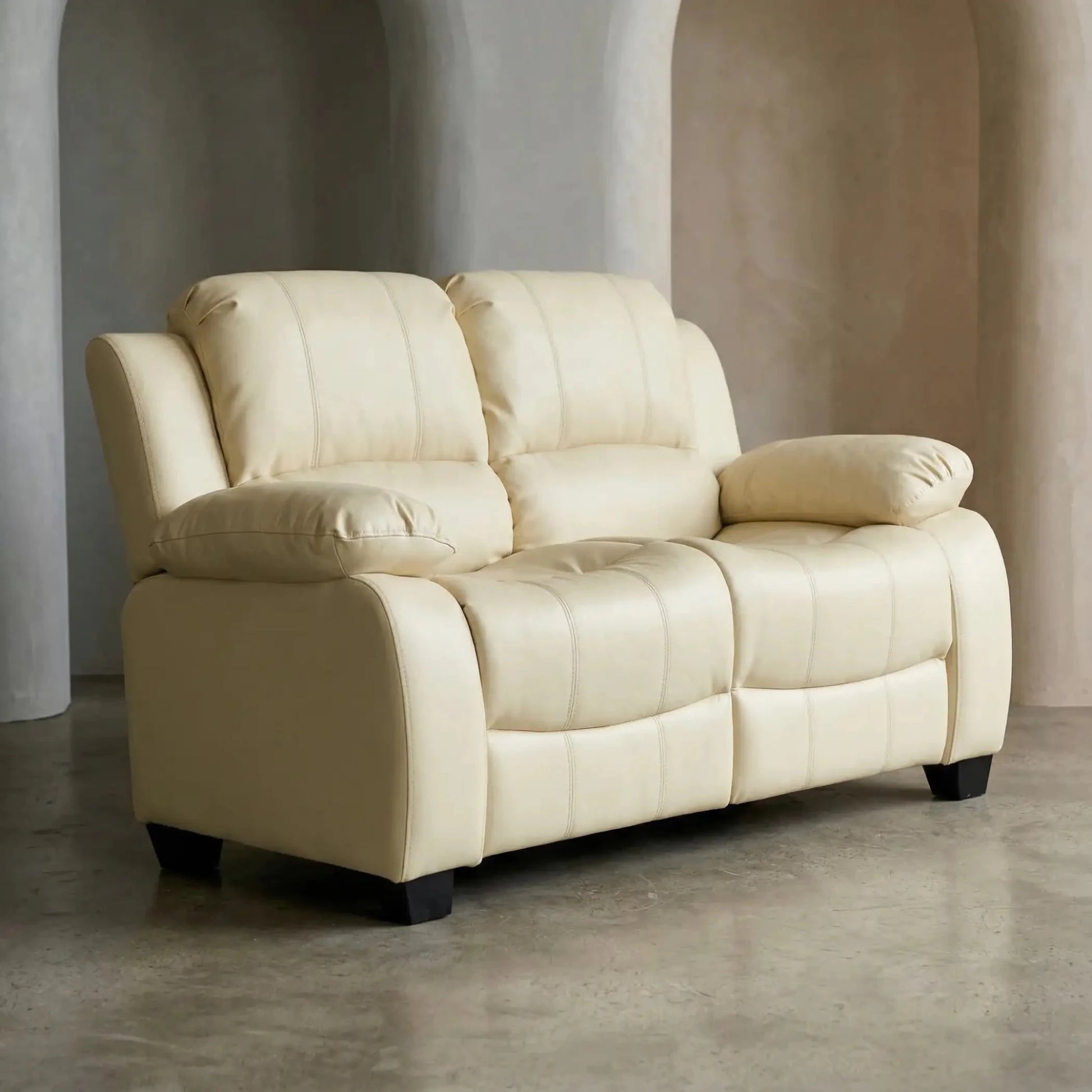 Valerie Cream Leather 2 Seater Sofa - Furniture Instore