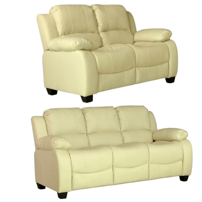 Valerie Cream Leather Modern 3+2 Seater Sofa Set