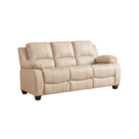 Valerie Cream Leather 3 Seater Sofa
