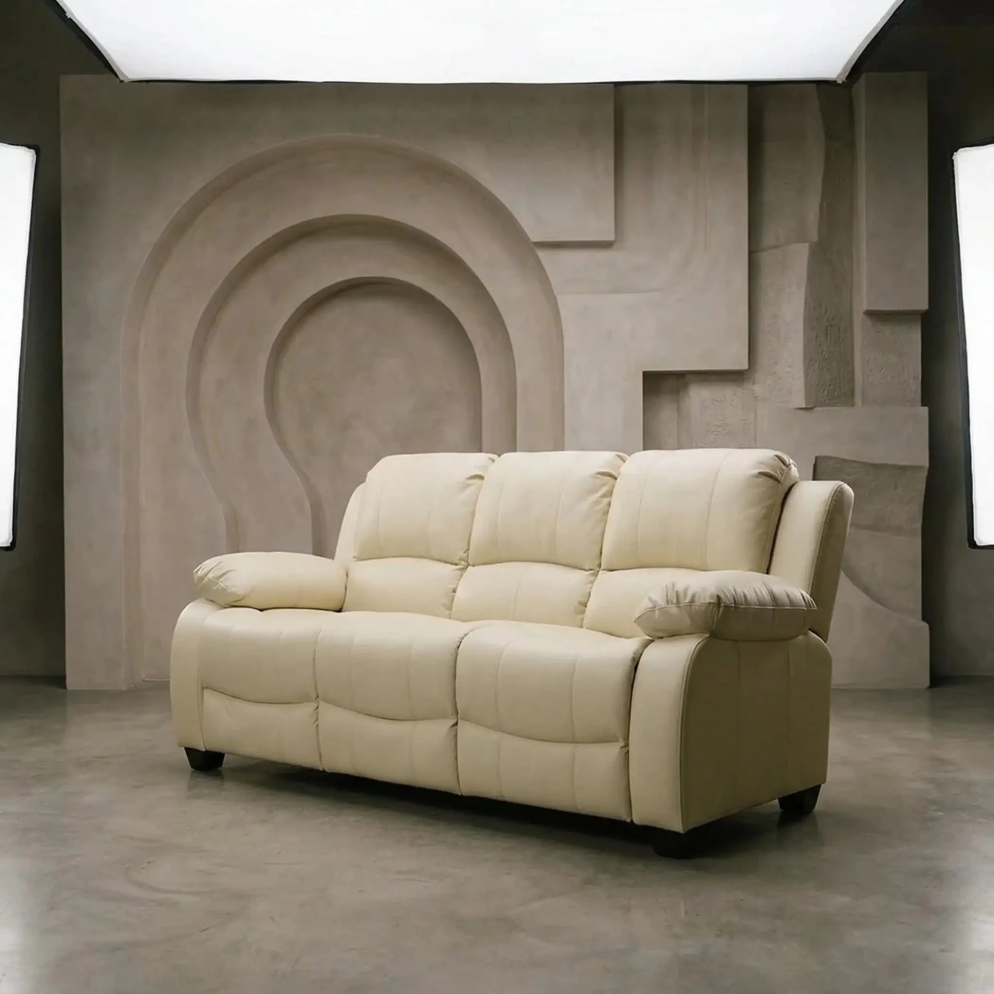 Valerie Cream Leather 3 Seater Sofa - Furniture Instore
