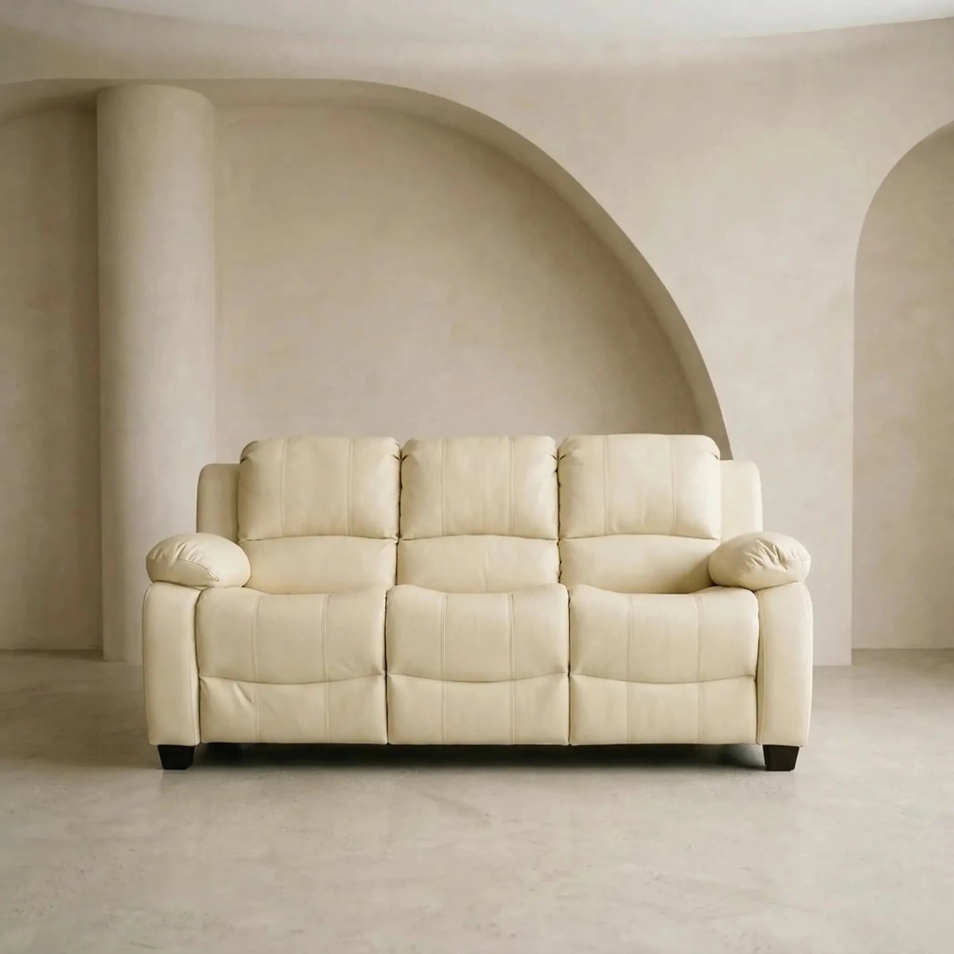 Valerie Cream Leather 3 Seater Sofa - Furniture Instore