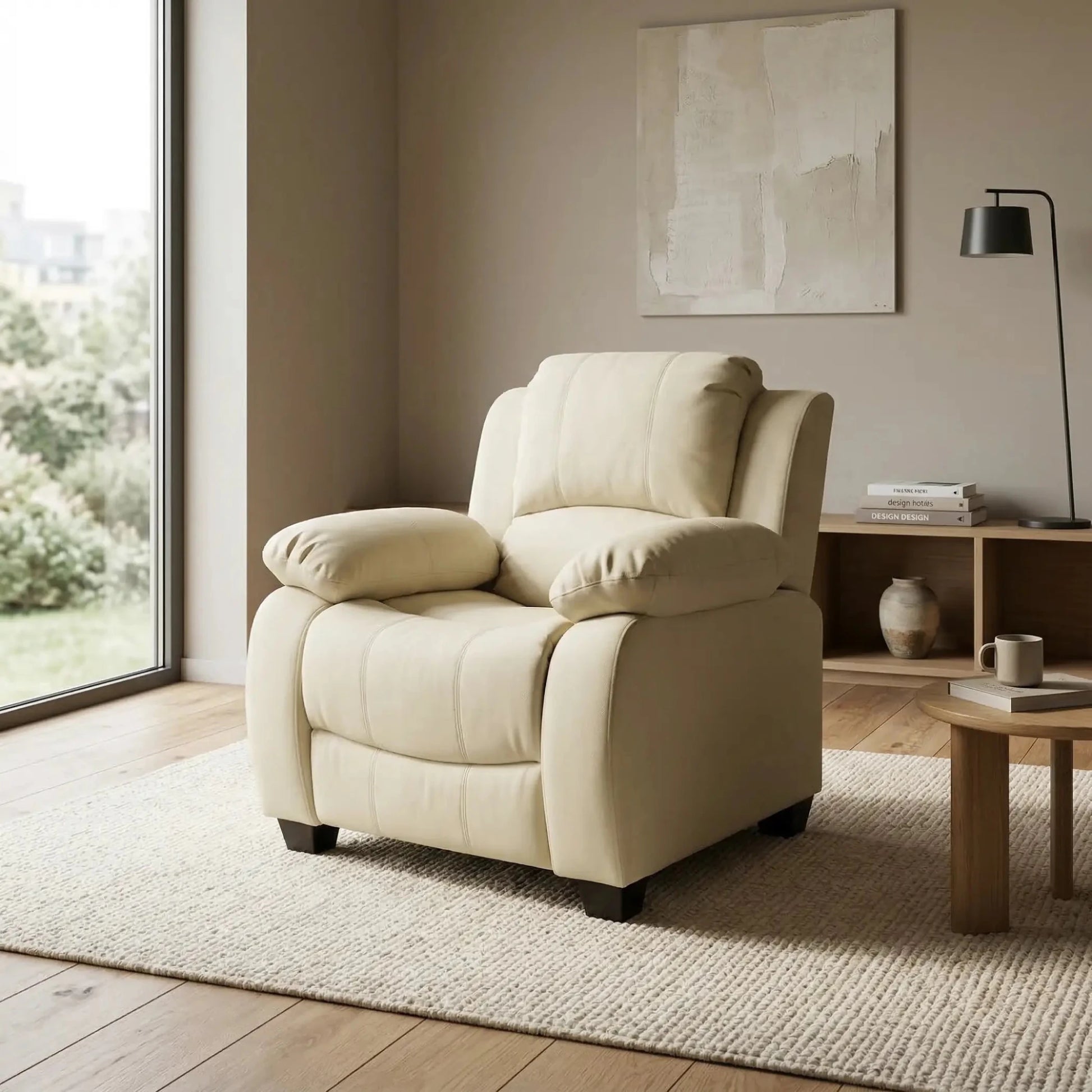 Valerie Cream Leather Armchair - Furniture Instore