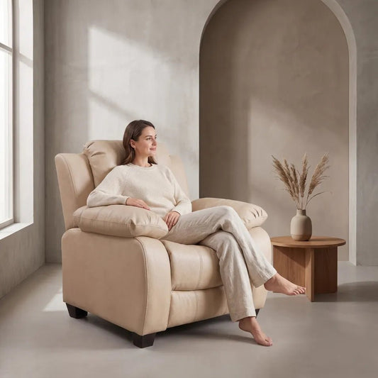 Valerie Cream Leather Armchair - Furniture Instore