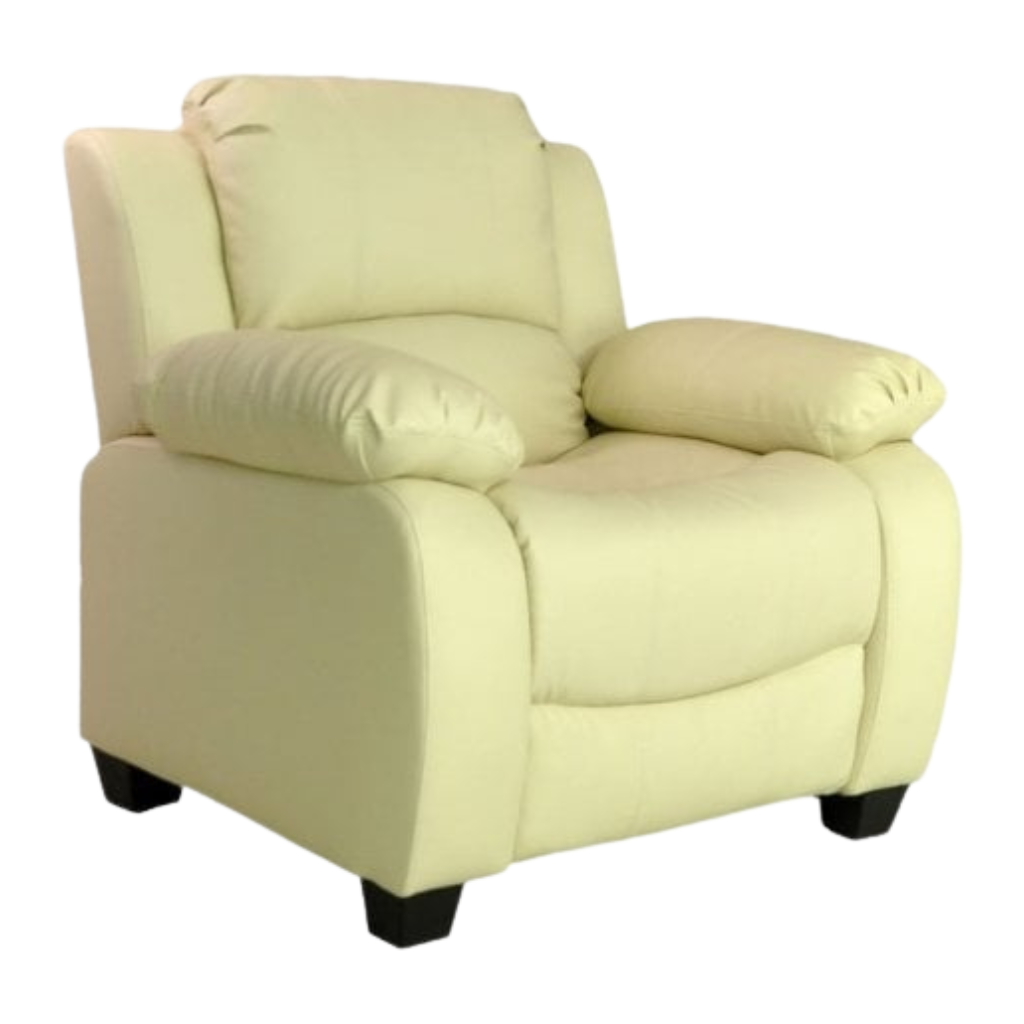 Modern cream leather armchair – contemporary armchair on white background