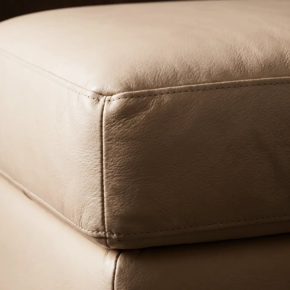 Valerie Cream Leather Footstool - Furniture Instore