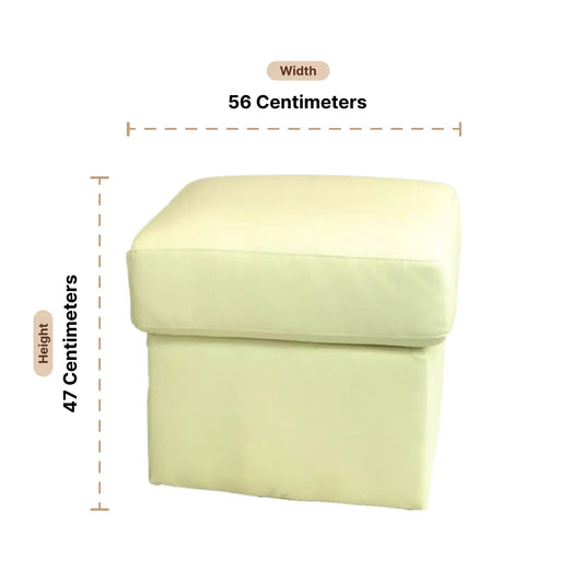 Valerie Cream Leather Footstool - Furniture Instore