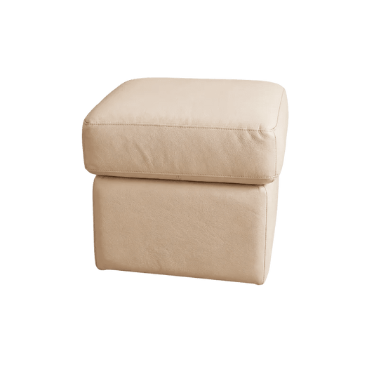 Valerie Cream Leather Footstool - Furniture Instore