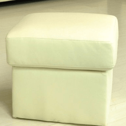 Valerie Cream Leather Footstool - Furniture Instore
