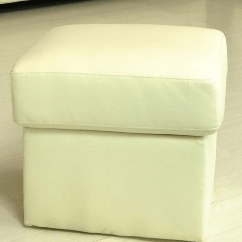 Valerie Cream Leather Footstool - Furniture Instore