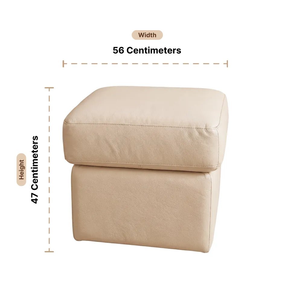 Valerie Cream Leather Footstool - Furniture Instore
