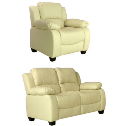 Valerie Cream Leather Modern 2+1 Seater Sofa Set - Furniture Instore