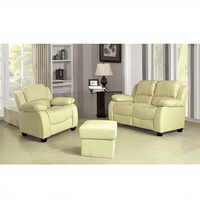 Valerie Cream Leather Modern 2+1 Seater Sofa Set - Furniture Instore