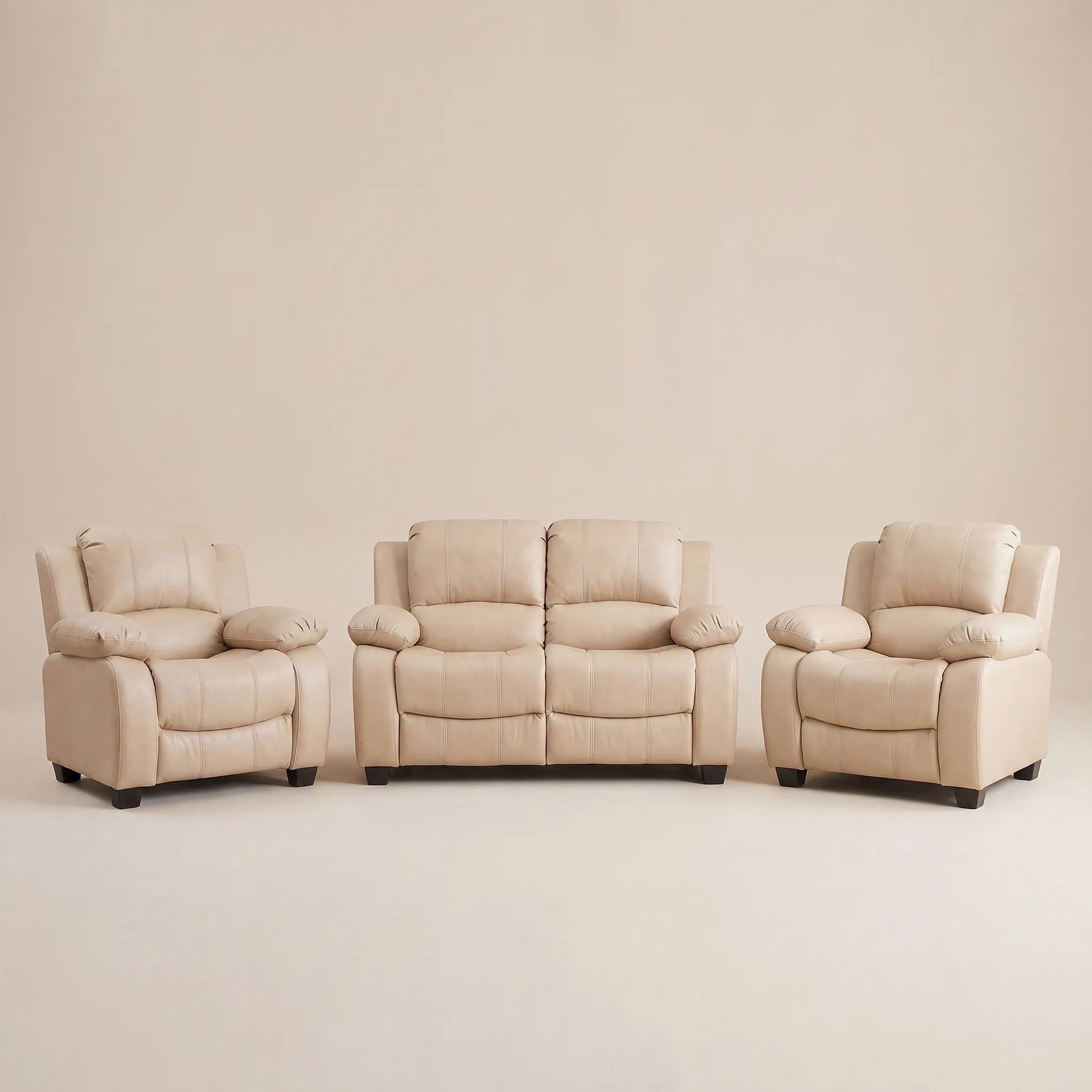 Valerie Cream Leather Modern 2+1+1 Seater Sofa Set - Furniture Instore