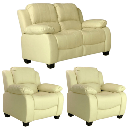 Valerie Cream Leather Modern 2+1+1 Seater Sofa Set - Furniture Instore