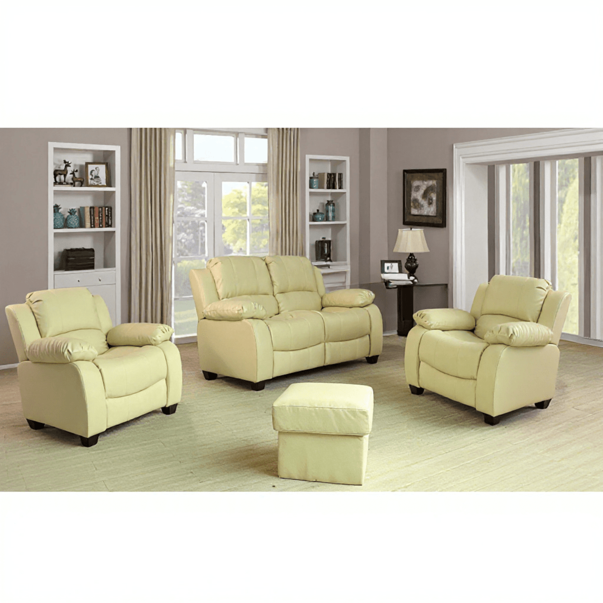 Valerie Cream Leather Modern 2+1+1 Seater Sofa Set - Furniture Instore