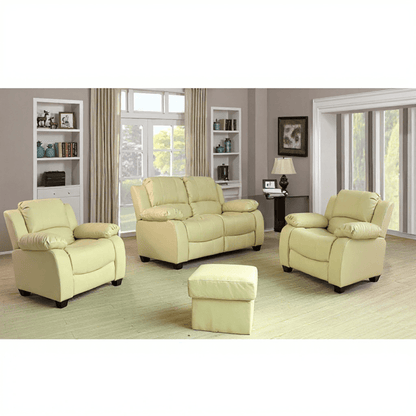 Valerie Cream Leather Modern 2+1+1 Seater Sofa Set - Furniture Instore