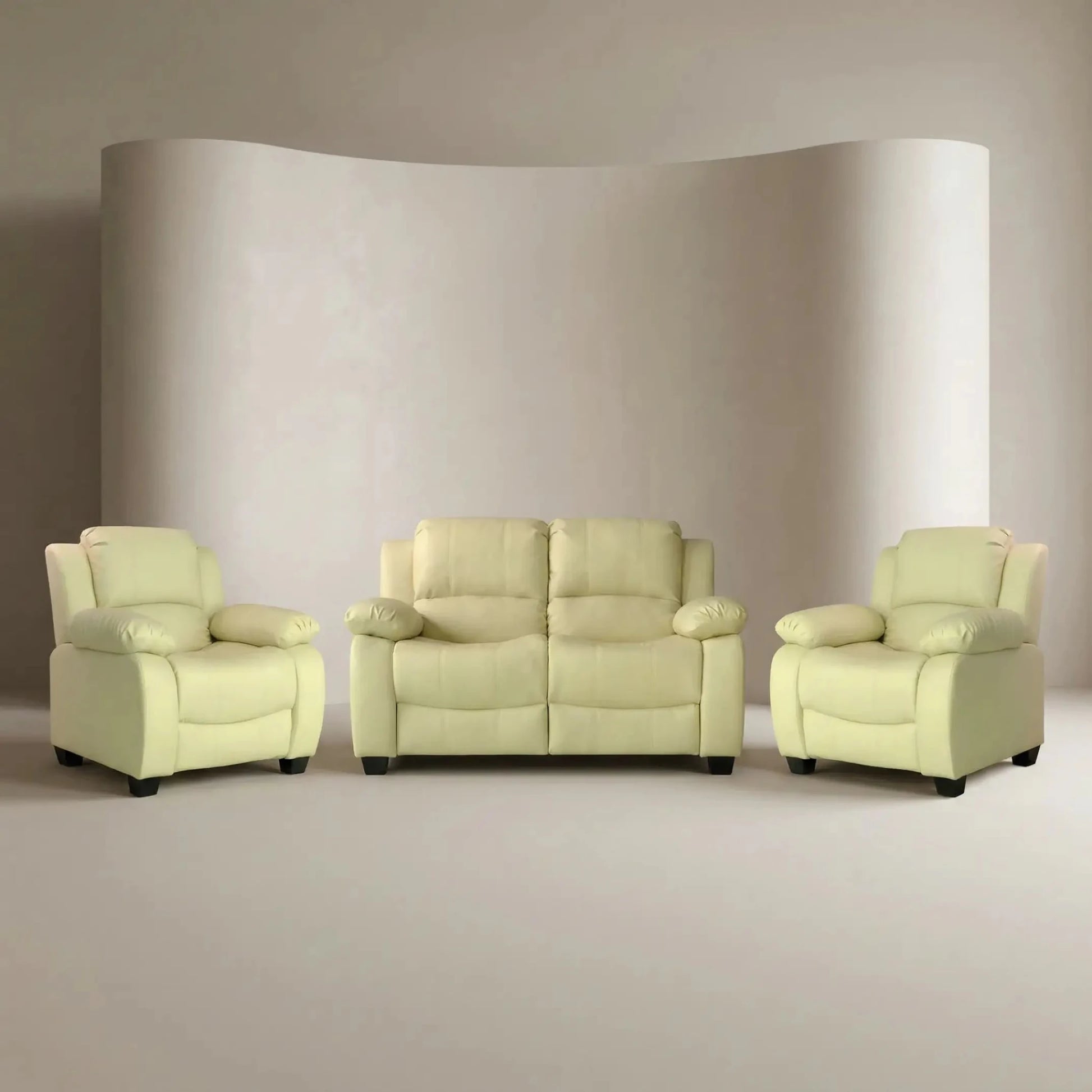 Valerie Cream Leather Modern 2+1+1 Seater Sofa Set - Furniture Instore