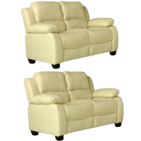 Valerie Cream Leather Modern 2+2 Seater Sofa Set