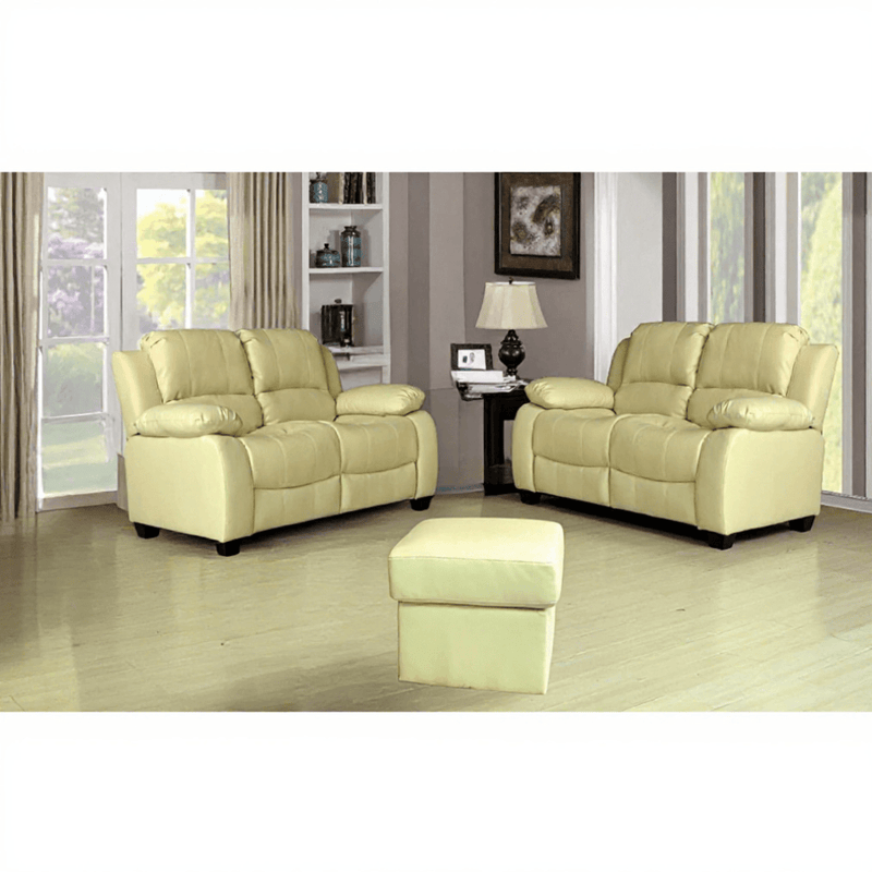 Valerie Cream Leather Modern 2+2 Seater Sofa Set - Furniture Instore