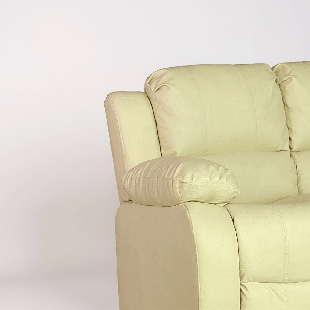 Close-up angle of the Valerie Cream Leather Modern Sofa Set – FurnitureInStore