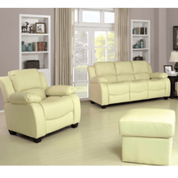 Valerie Cream Leather Modern 3+1 Seater Sofa Set - Furniture Instore