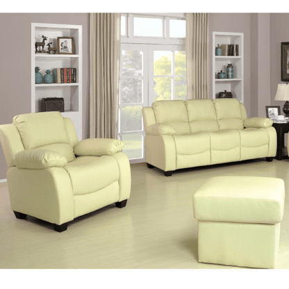 Valerie Cream Leather Modern 3+1 Seater Sofa Set - Furniture Instore