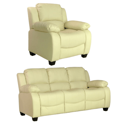 Valerie Cream Leather Modern 3+1 Seater Sofa Set