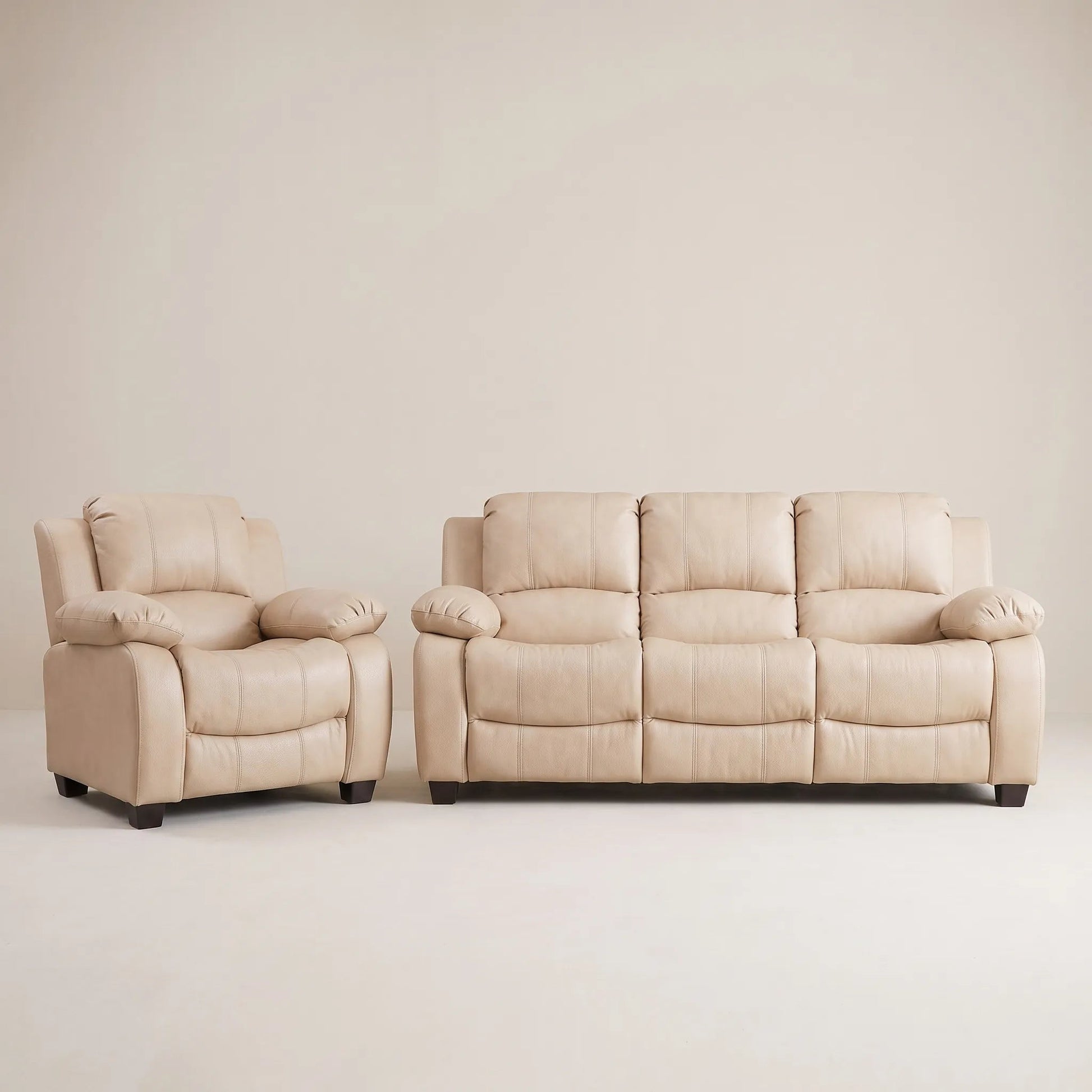 Valerie Cream Leather Modern 3+1 Seater Sofa Set - Furniture Instore