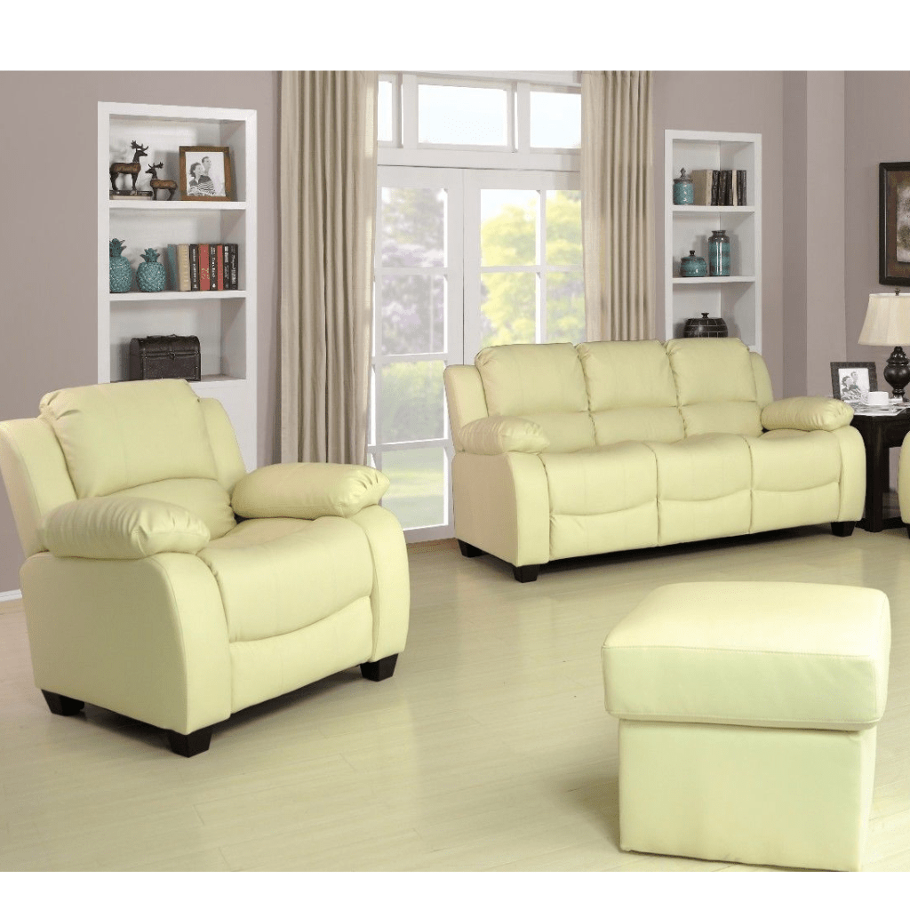 Valerie Cream Leather Modern 3+1 Seater Sofa Set - Furniture Instore