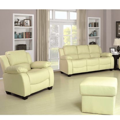 Valerie Cream Leather Modern 3+1 Seater Sofa Set - Furniture Instore