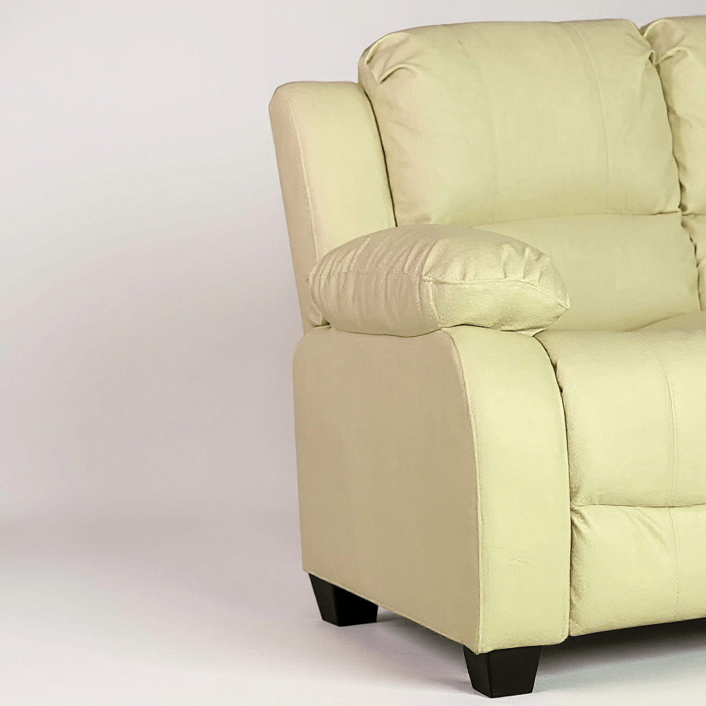 Close-up view highlighting the Valerie Cream Leather Modern Sofa Set – FurnitureInStore