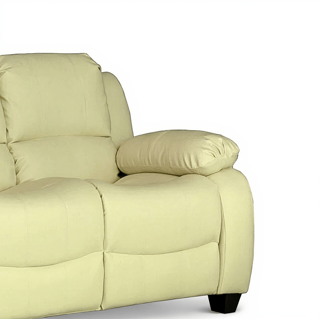 Close-up of the Valerie Cream Leather Modern Seater Sofa Set – FurnitureInStore