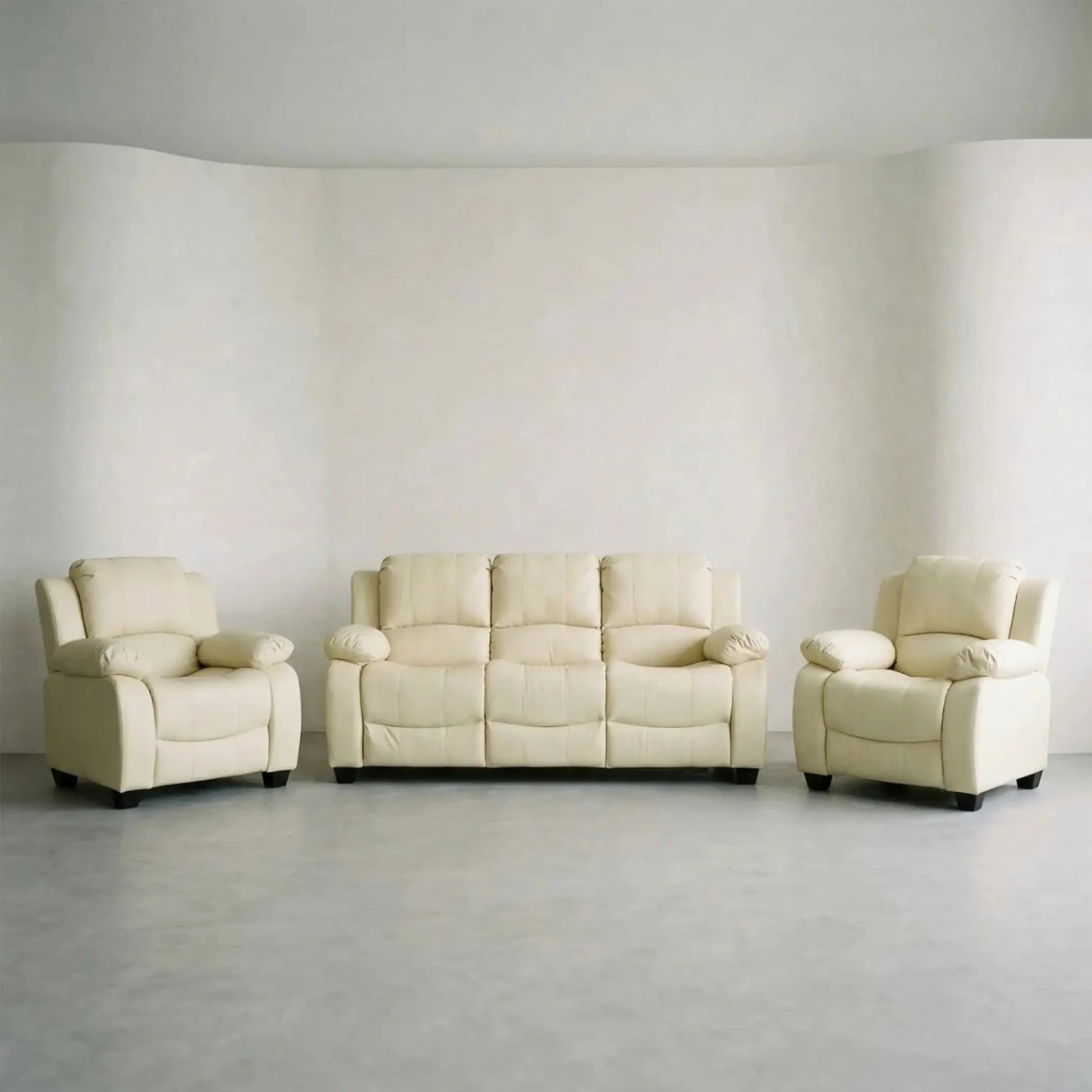 Valerie Cream Leather Modern 3+1+1 Seater Sofa Set - Furniture Instore