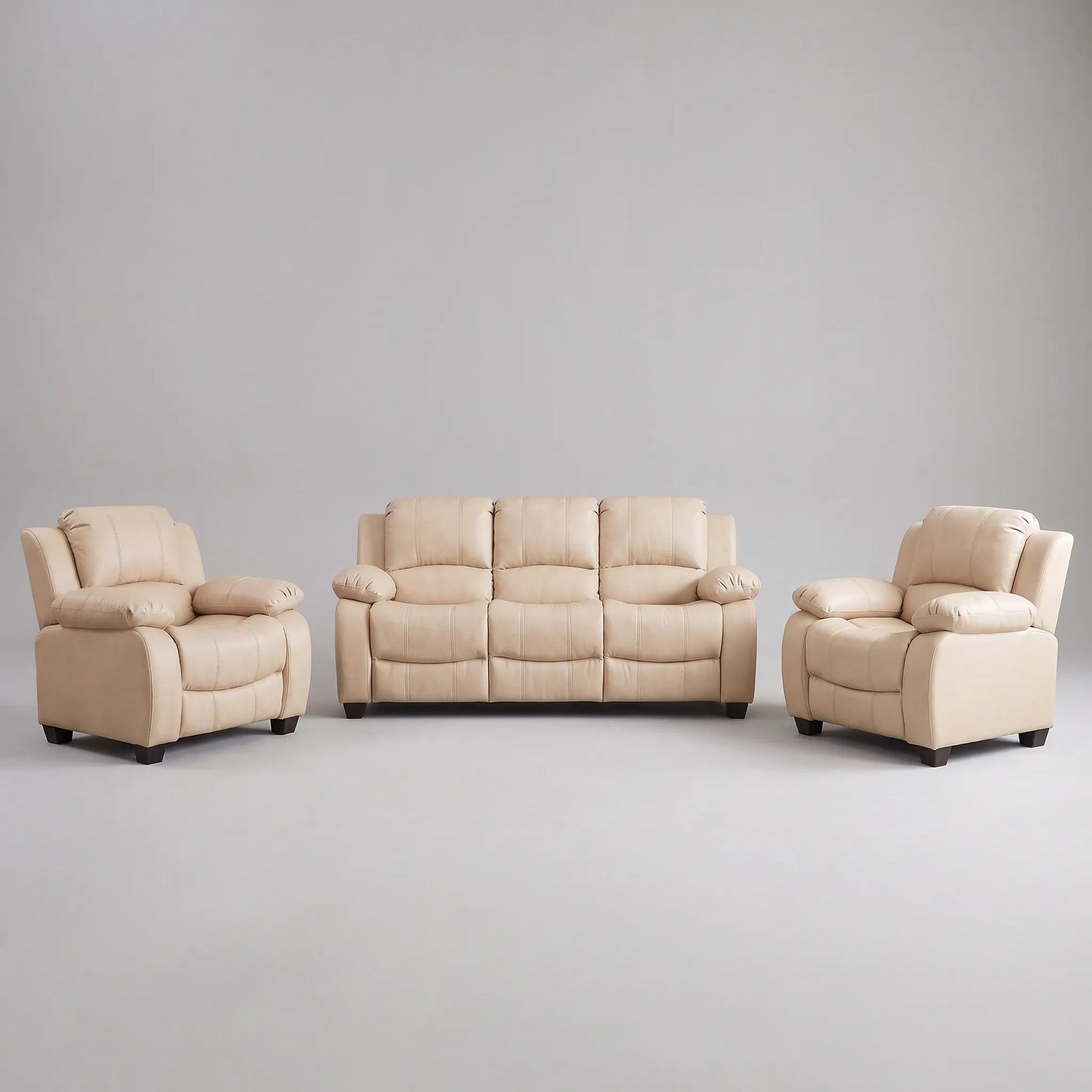Valerie Cream Leather Modern 3+1+1 Seater Sofa Set - Furniture Instore
