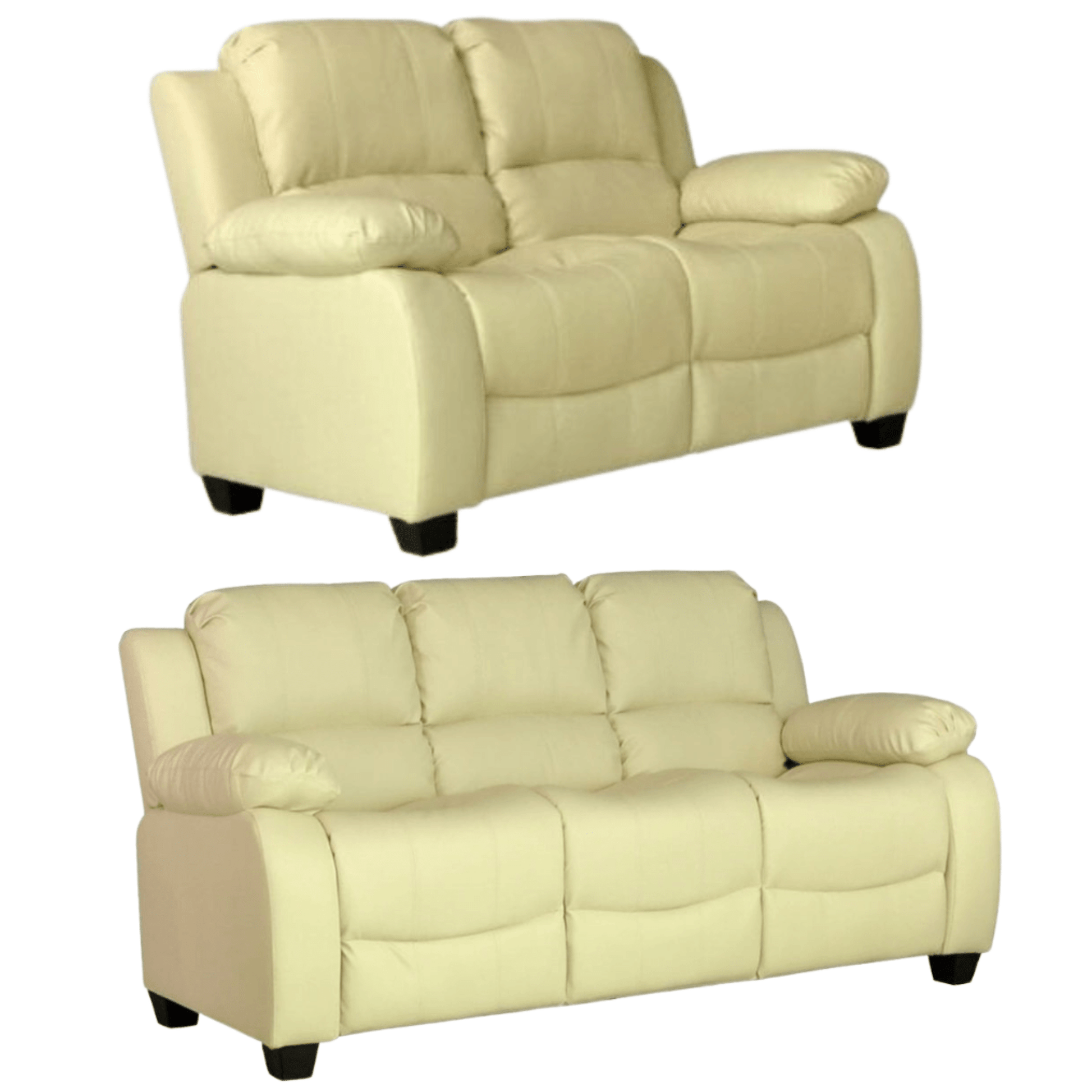 Valerie Cream Leather Modern 3+2 Seater Sofa Set - Furniture Instore