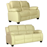 Valerie Cream Leather Modern 3+2 Seater Sofa Set