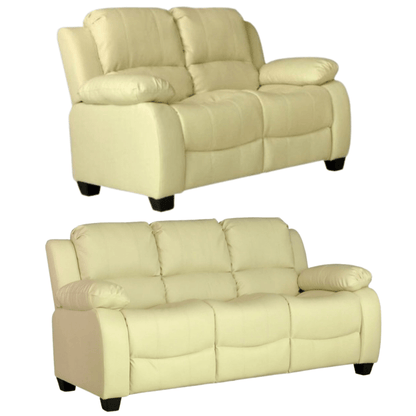 Valerie Cream Leather Modern 3+2 Seater Sofa Set - Furniture Instore