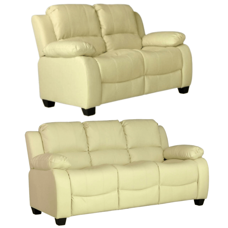 Valerie Cream Leather Modern 3+2 Seater Sofa Set - Furniture Instore