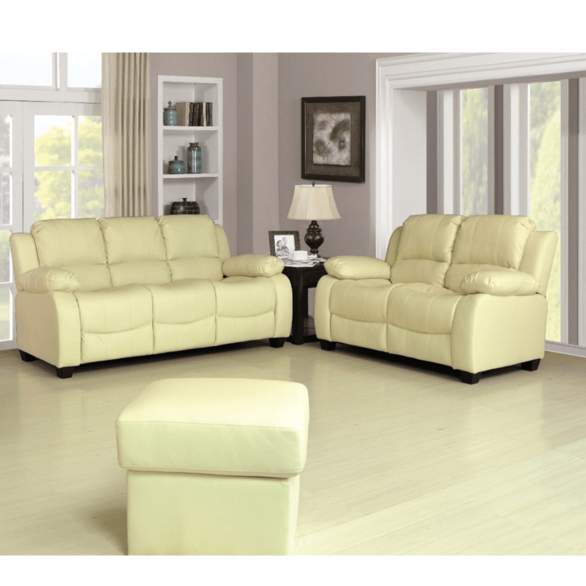 Valerie Cream Leather Modern 3+2 Seater Sofa Set - Furniture Instore