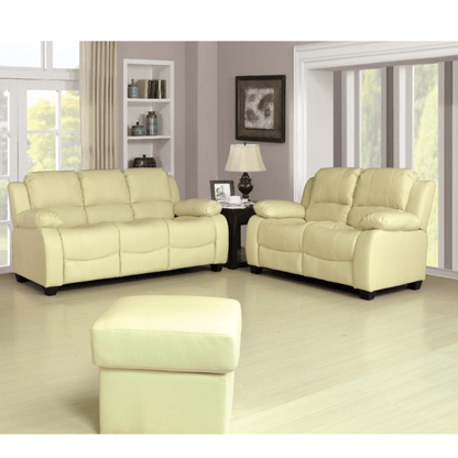 Valerie Cream Leather Modern 3+2 Seater Sofa Set - Furniture Instore