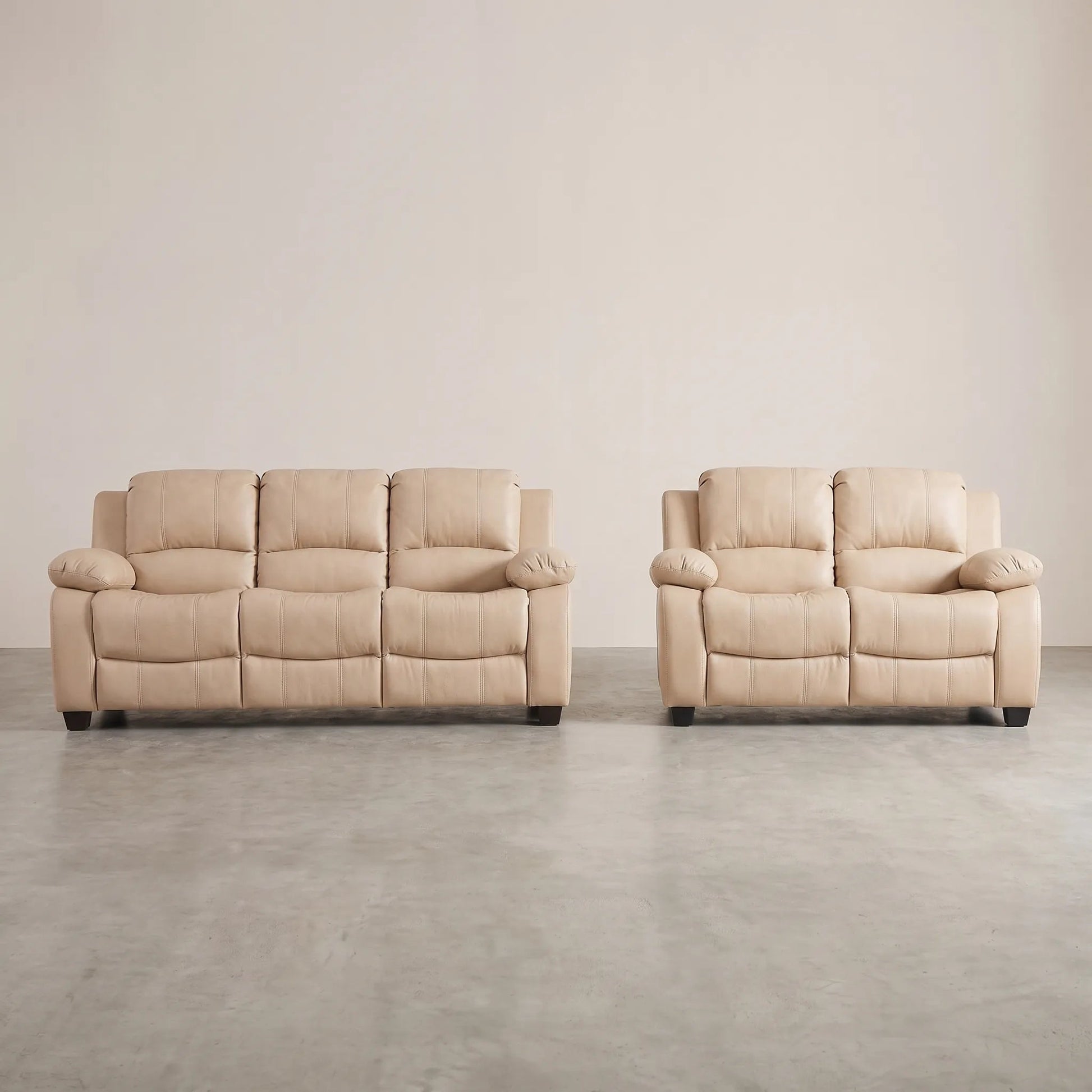 Valerie Cream Leather Modern 3+2 Seater Sofa Set - Furniture Instore